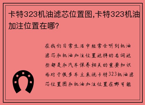 卡特323机油滤芯位置图,卡特323机油加注位置在哪？